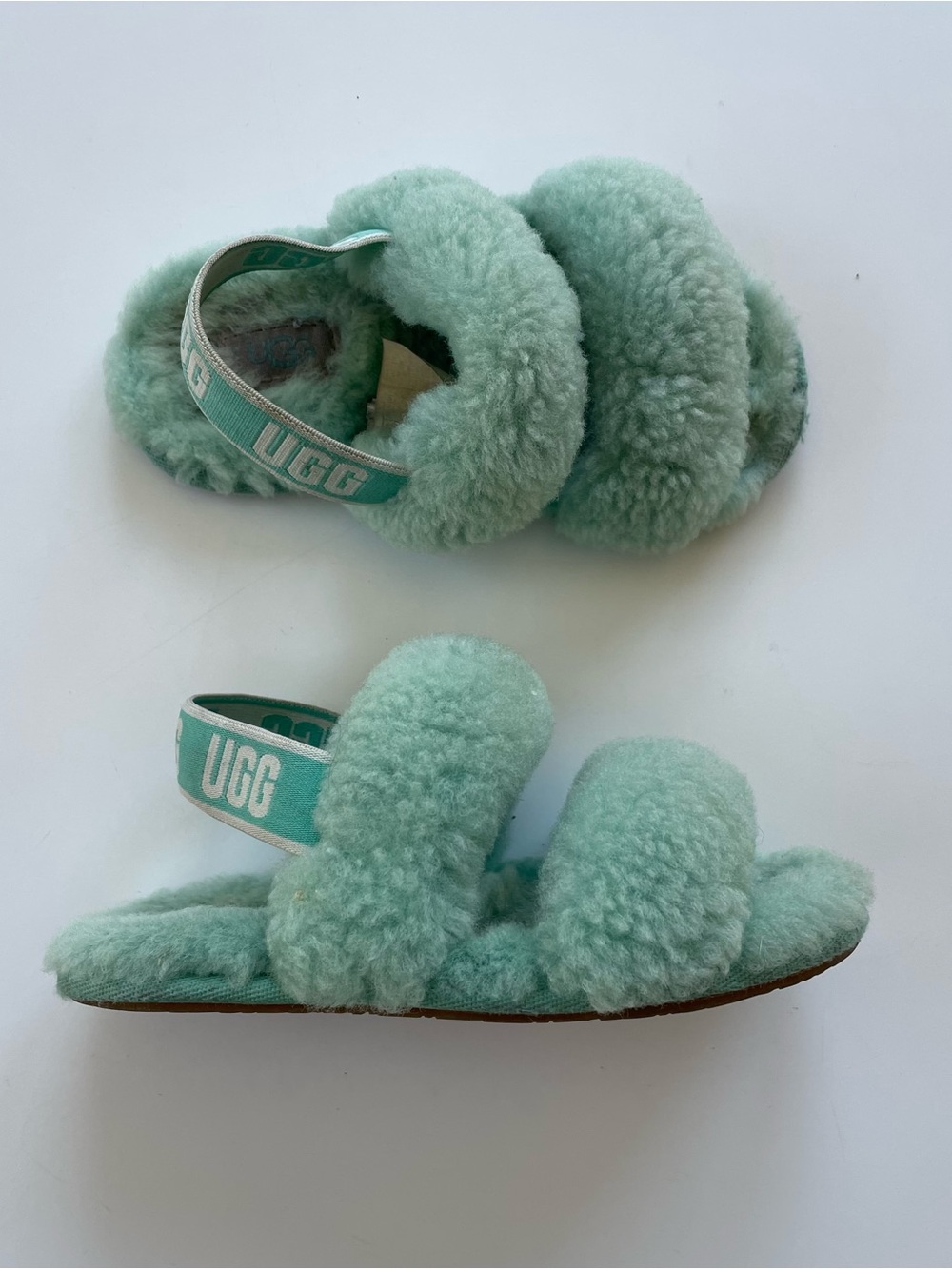 UGG Kids Toddler Girl Fluff Oh Yeah Slide Sheepskin Sandals Slippers Shoes Sz 9